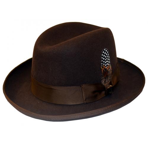 Bruno Capelo Dark Brown Australian Wool Godfather Dress Hat GF-101